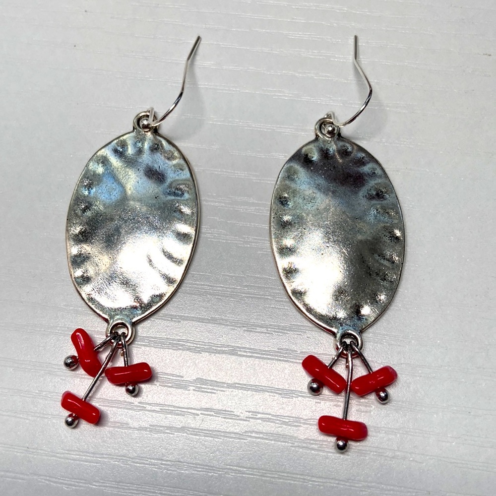 Handmade vintage German glass beads and silver earrings.